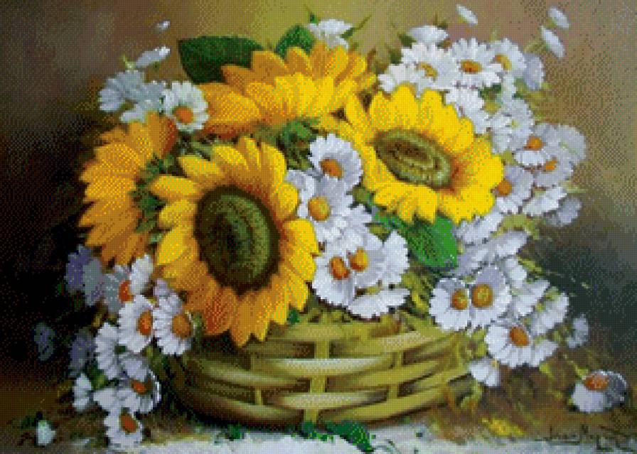 подсолнухи с ромашками - оригинал