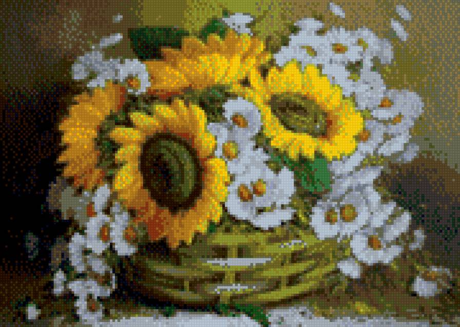 подсолнухи с ромашками - предпросмотр