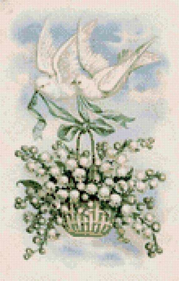 ландыши с голубями - предпросмотр