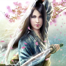 Схема вышивки «японка  с мечом»