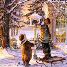 Схема вышивки «птичья кормушка»