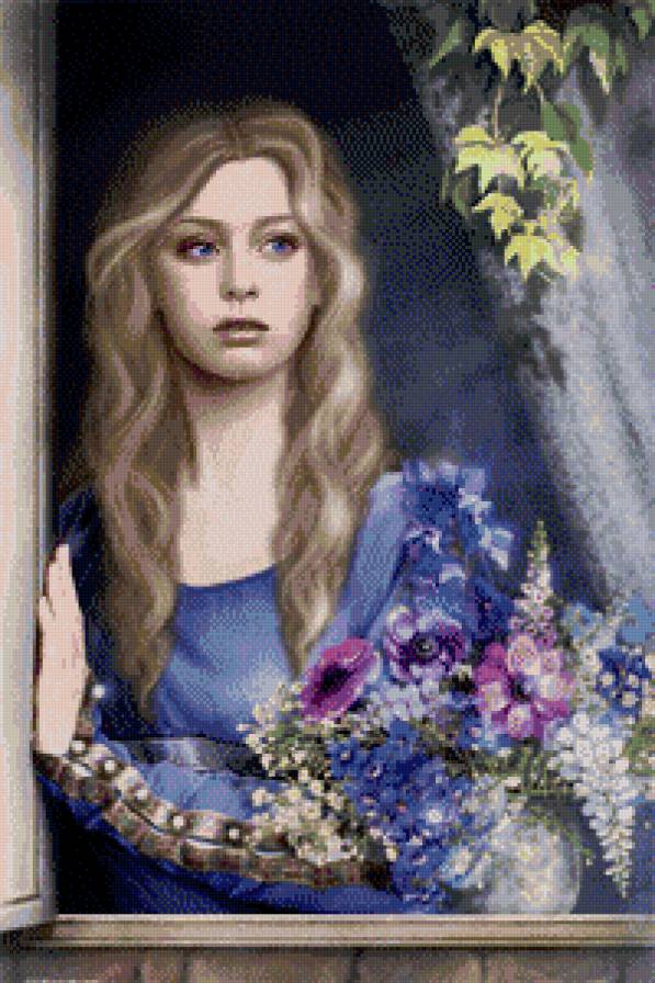 Я жду тебя... - ожидание, девушка, букет, цветы - предпросмотр