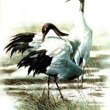 Схема вышивки «пано с журавлями»