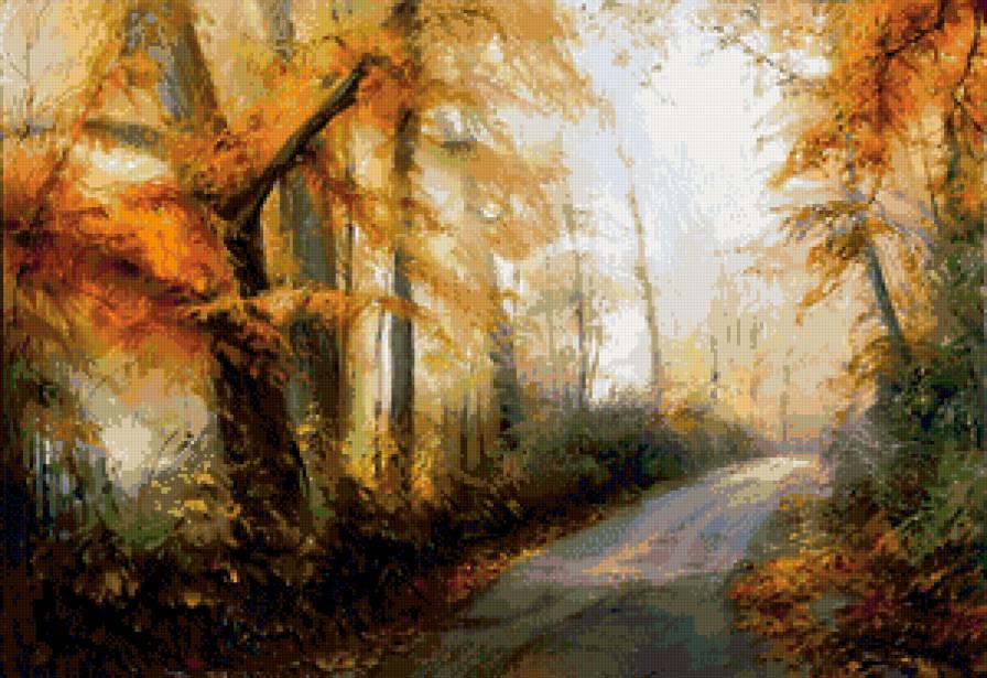 тропинка в лесу - лес, пейзаж, осень, деревья - предпросмотр