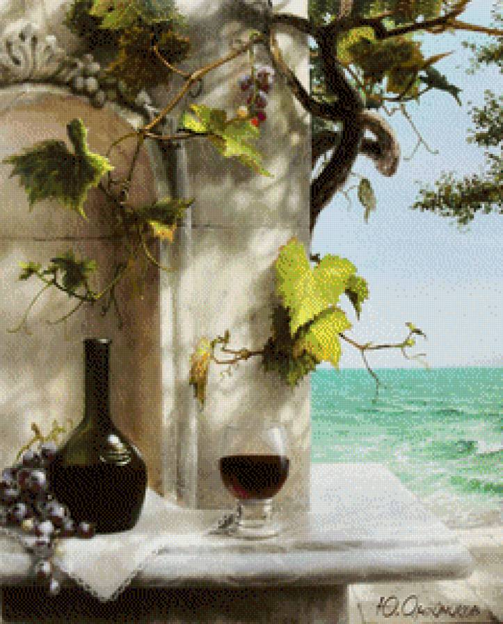 Прохладный бриз. - виноград, натюрморт, море, вино - предпросмотр