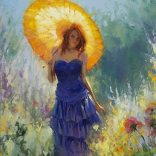 Схема вышивки «девушка под зонтиком»