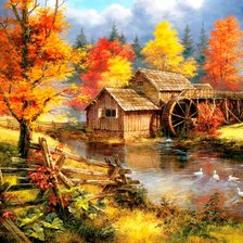 Схема вышивки «осенний пейзаж»