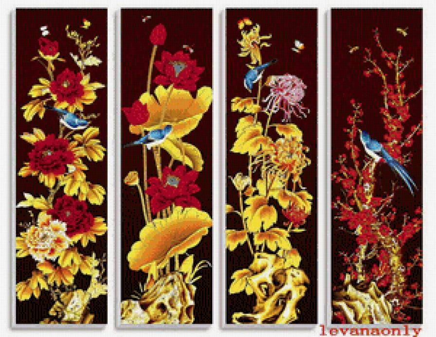 Птицы - сегментированные картины - предпросмотр