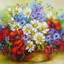 Схема вышивки «яркие цветы»