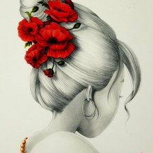 Схема вышивки «девушка и маки»