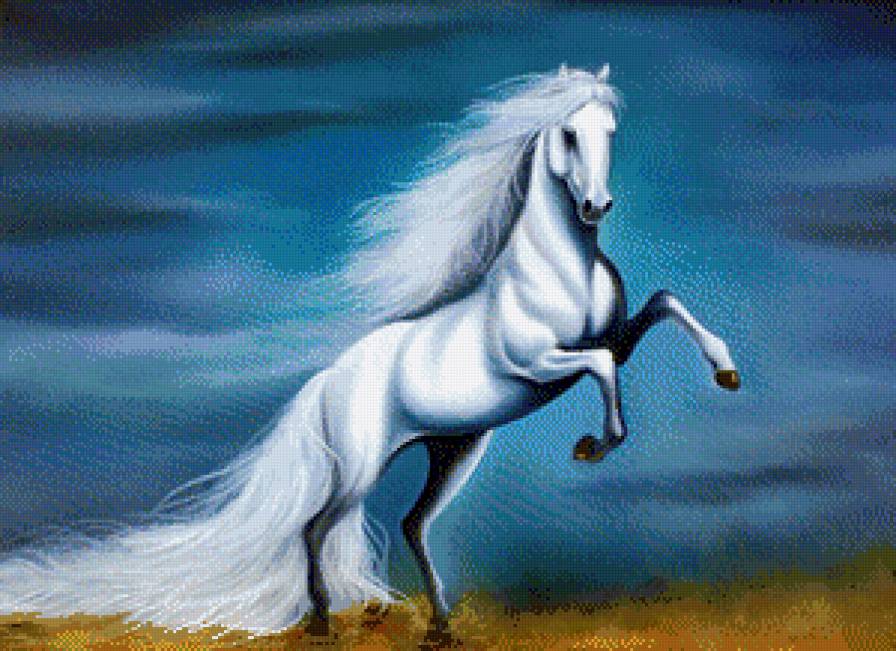ГОД СИНЕЙ ЛОШАДИ - небо, картина, животное, конь, скакун, лошадь - предпросмотр