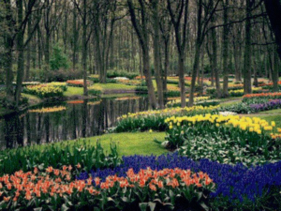 весна - деревья, цветы, река - предпросмотр