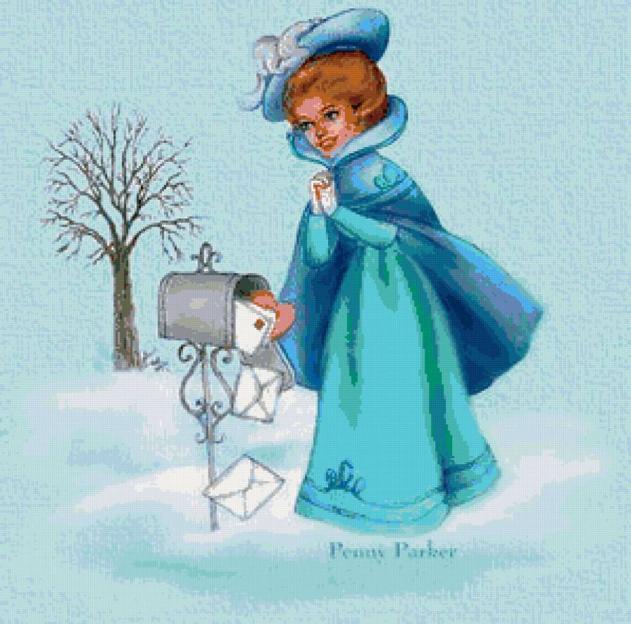 серия для подушки - подушка, девушка, пано, снег - предпросмотр