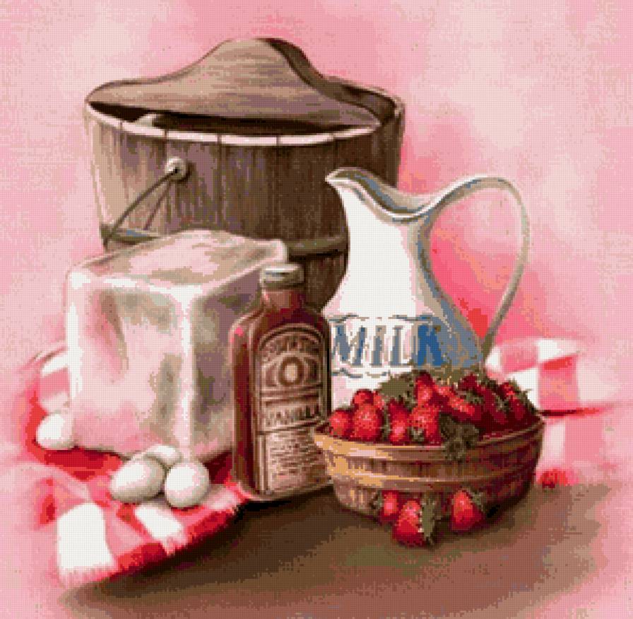 натюрморт с клубникой - натюрморт, кухня, фруты - предпросмотр