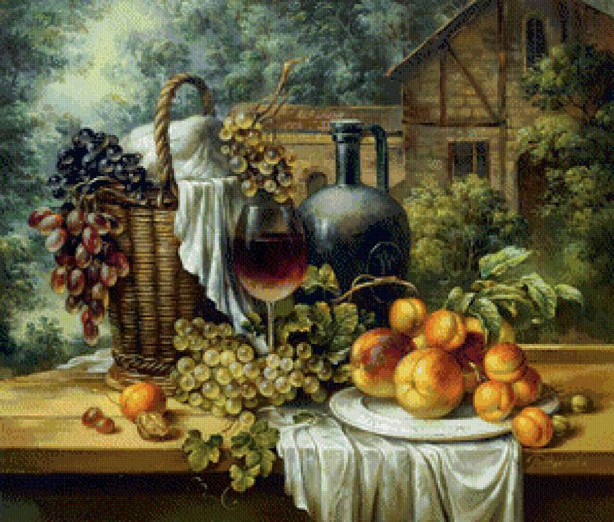 картина - фрукты, ваза, натюрморт - предпросмотр