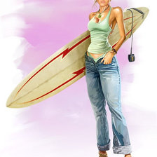 Схема вышивки «любительница серфинга»