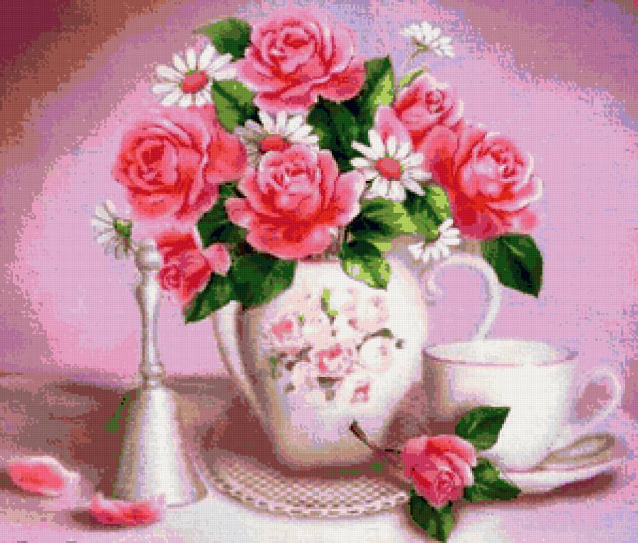 пано для столовой - картина, пано, розы, цветы - предпросмотр