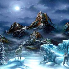 Схема вышивки «волки зимой»