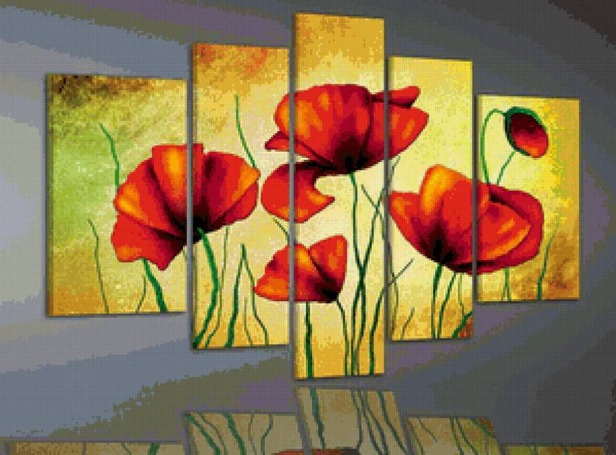 Маки - сегментированные картины - предпросмотр