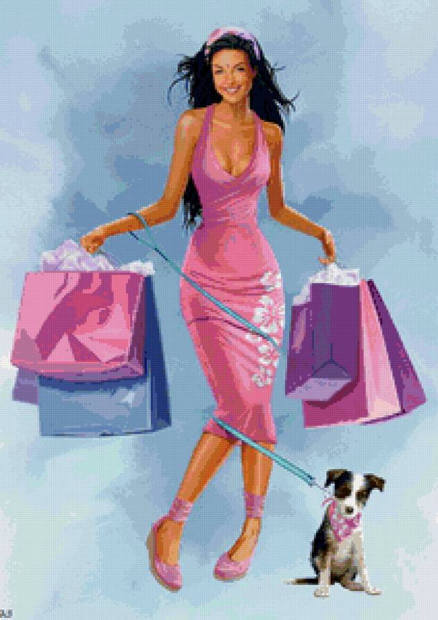 гламурная девушка - девушка, гламур, собака - предпросмотр