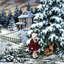 девочка и олененок