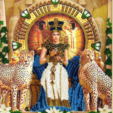 Схема вышивки «девушка и леопарды»