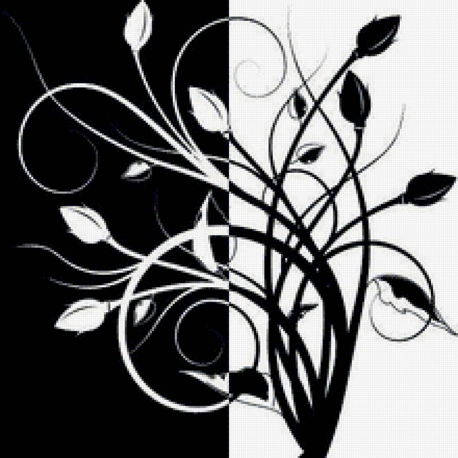 черно-белое-1 - монохром, цветы, диптих, чб - предпросмотр