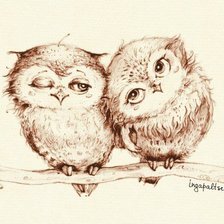 Схема вышивки «Совы-влюблёныши»