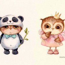 Схема вышивки «совы-брат и сетра»