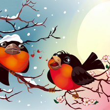 Схема вышивки «Снегири»