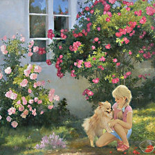 Схема вышивки «девочка и собачка»