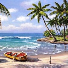 Схема вышивки «пейзаж с пальмами»