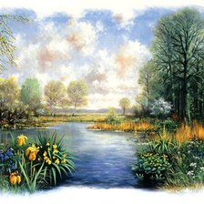 Схема вышивки «лесное озеро»