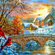 Схема вышивки «зимний пейзаж»