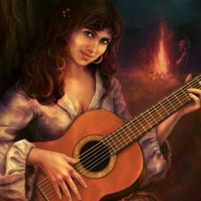 Схема вышивки «Девушка с гитарой»