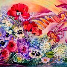 Схема вышивки «Цветы на стекле»