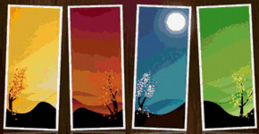 времена года - красота, природа, триптих - предпросмотр