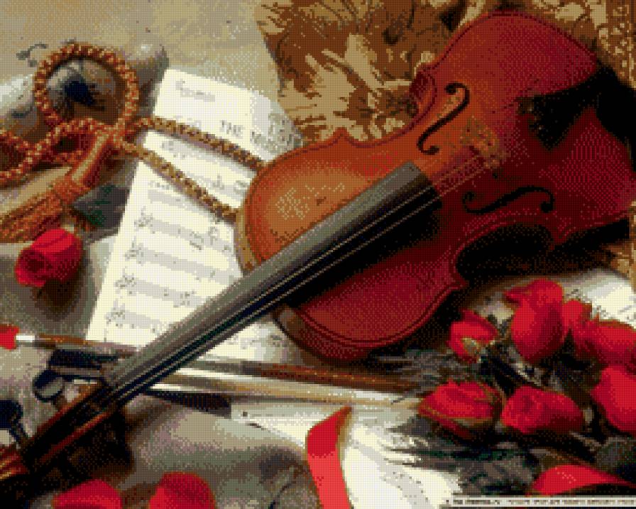 Скрипка - инструмент души - скрипка, музыка, роза, ноты - предпросмотр