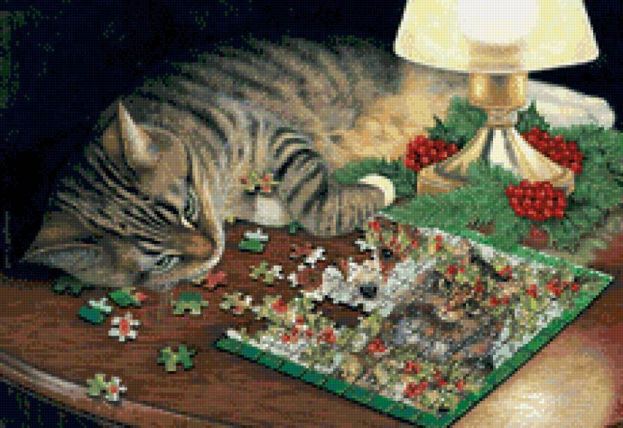 котик и паззлы - кот - предпросмотр