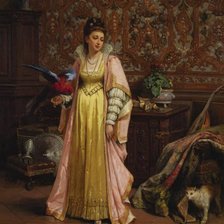 Схема вышивки «Дама с попугаем»