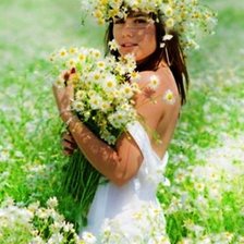 Схема вышивки «девушка в ромашках»