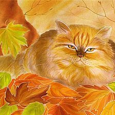 Схема вышивки «осенний кот»