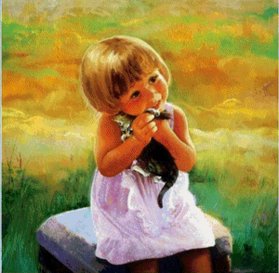 серия "дети" - дети.девочка.котик - предпросмотр