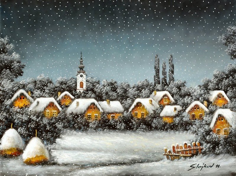 Зима в селе - оригинал