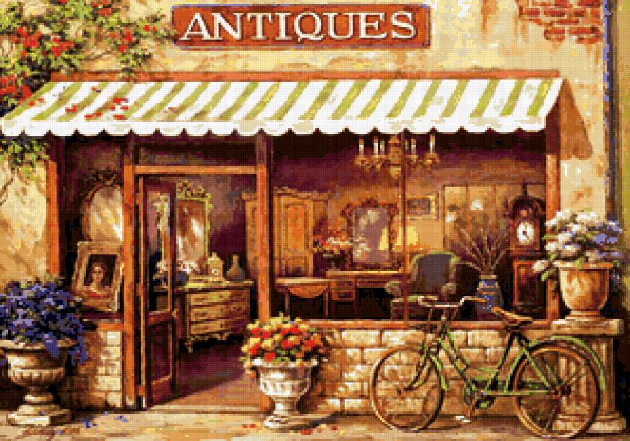 антикварный магазин - цветы, дом, пейзаж - предпросмотр