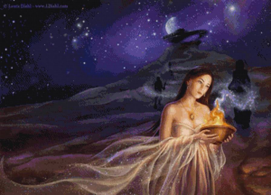 вселенная - девушка, огонь - предпросмотр