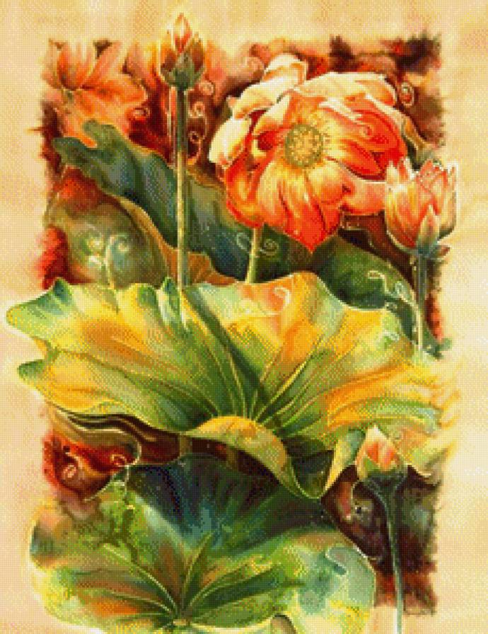 Распустившийся лотос - лотос, картина - предпросмотр