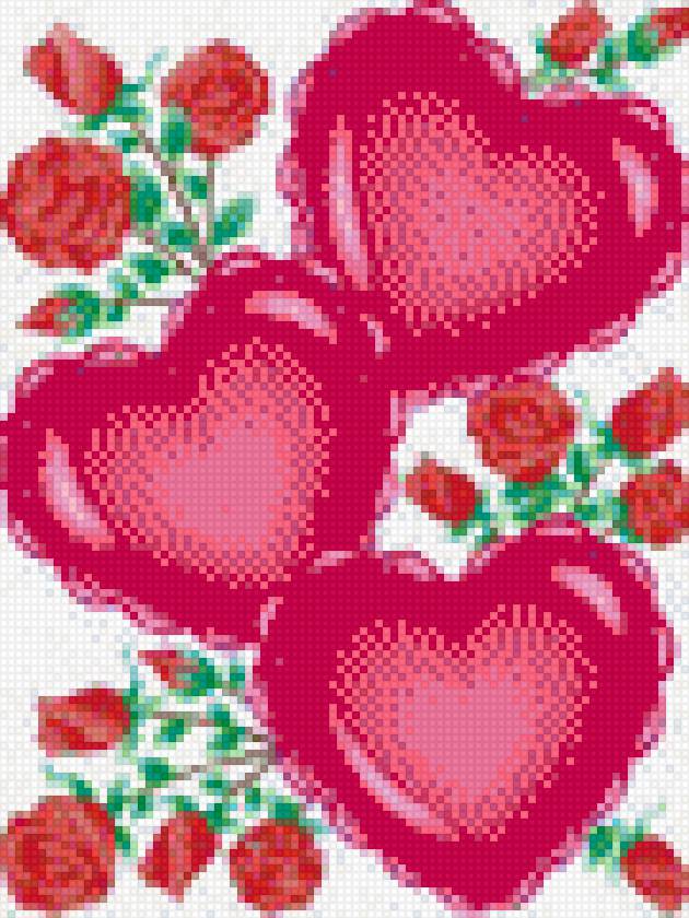 три сердца - подушка, картина - предпросмотр