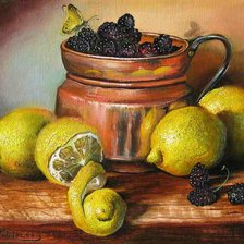 Схема вышивки «Лимонно-ягодный натюрморт»