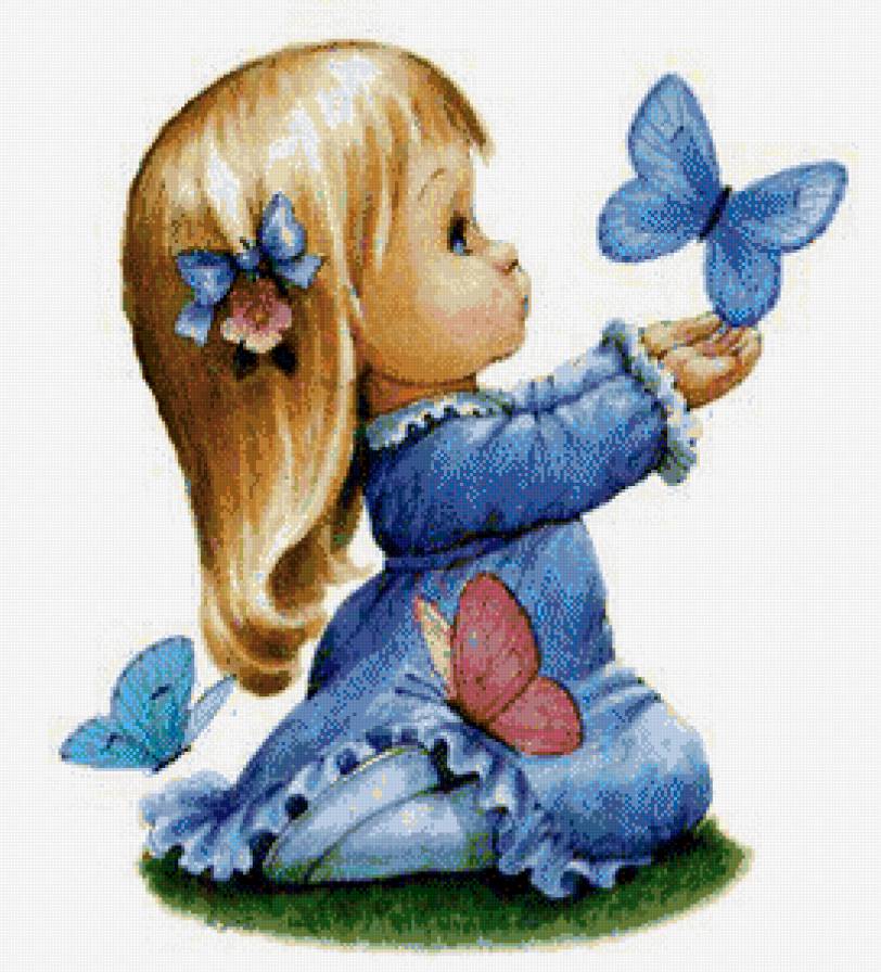 серия "детские" - дети.девочка.бабочки - предпросмотр